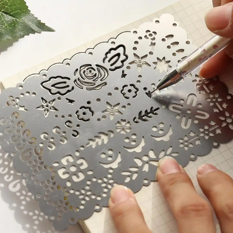 Lace Hollow-Out Drawing Template Ruler – Zinc Alloy Stencil Drawing Stencil Ruler Babs