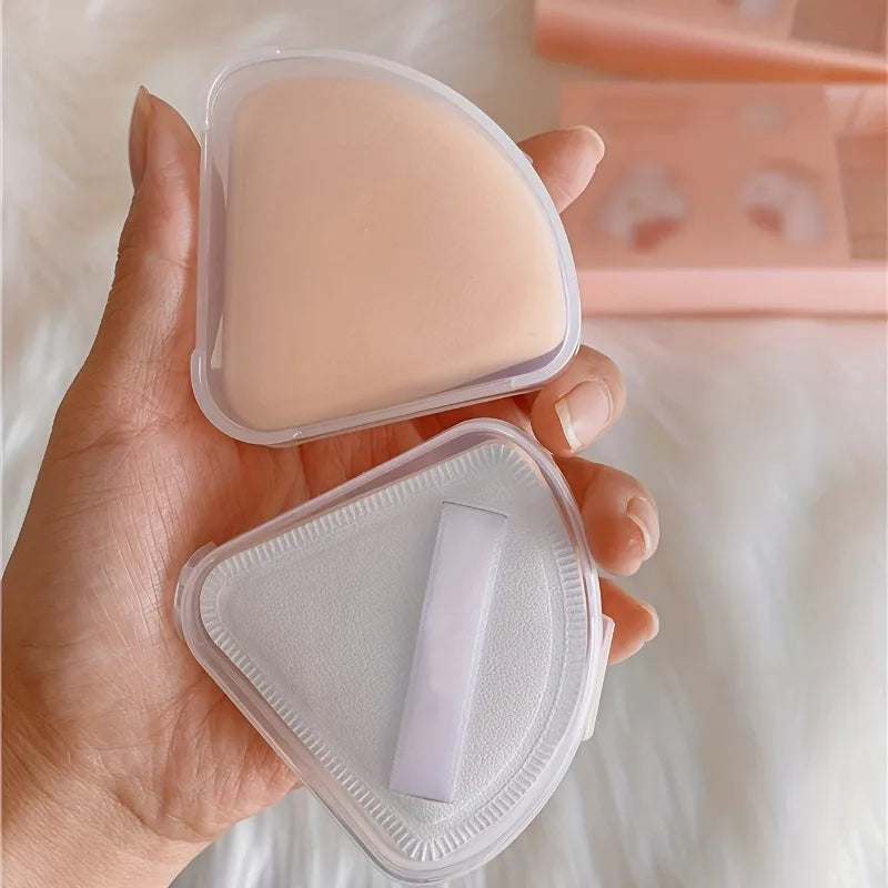 Triangle Powder Puff Storage Case – Dustproof, Transparent (5/10pc) Cosmetic Storage Case Babs