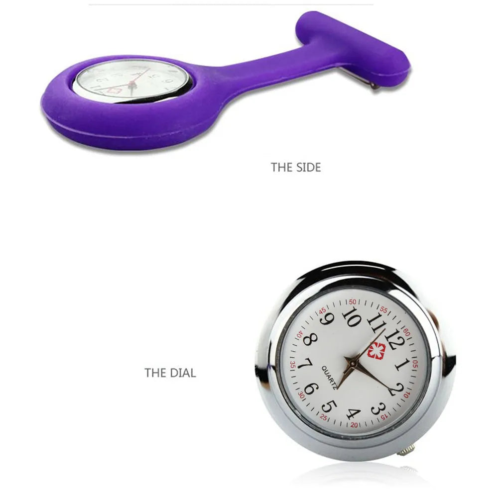 Women's Clip-On Fob Watch – Nurse Brooch Pin Pocket Watch Clip-On Fob Watch Babs purple