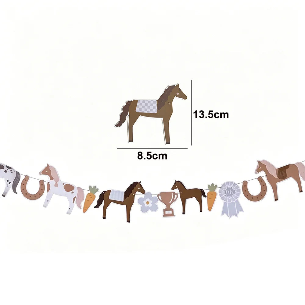 Boho Horse Birthday Party Banner & Foil Balloons Decor Set Party Decoration Set Babs banner B