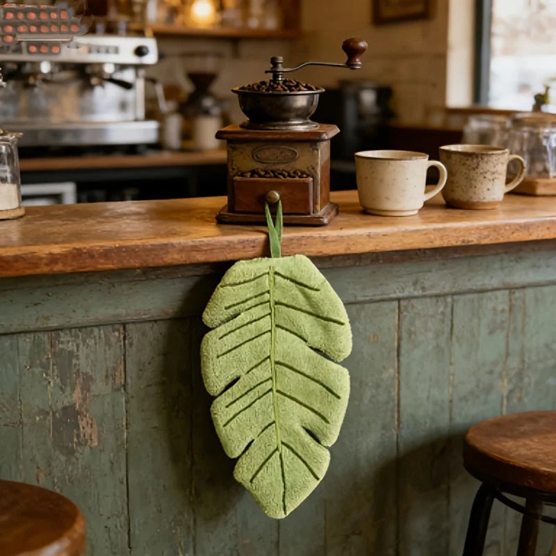 Leaf Shape Hand Towel – Thick Coral Velvet, Super Absorbent Decorative Hand Towel Babs