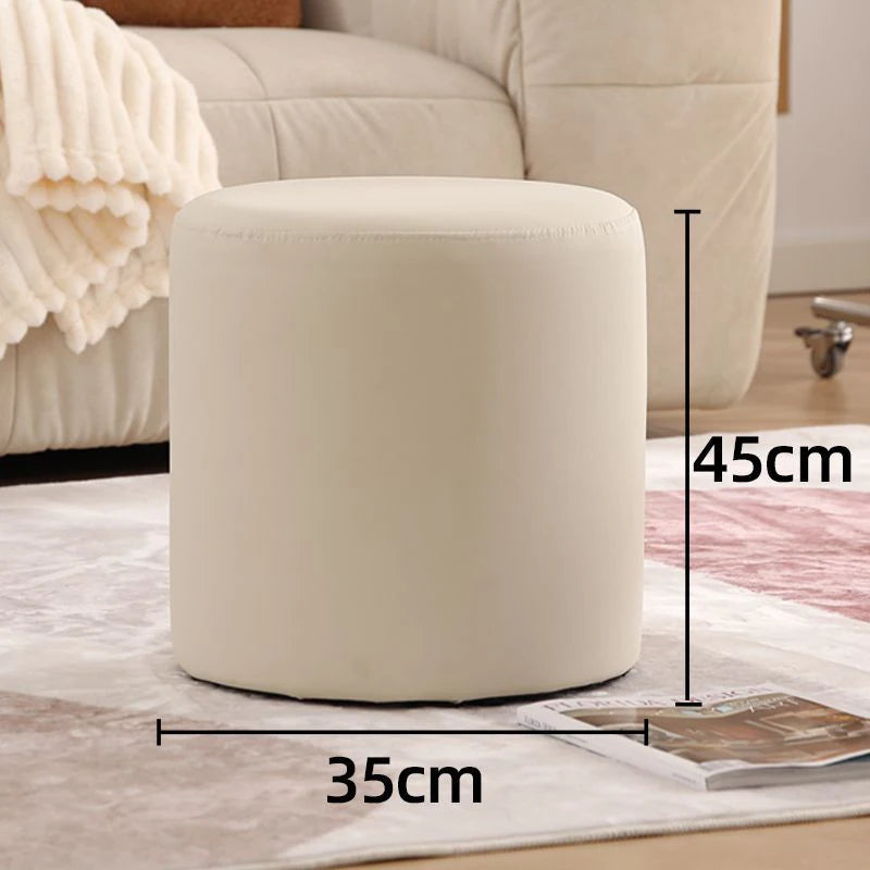 Nordic Pine Wood Ottoman Stool – Modern Cushioned Vanity Pouf Ottoman Stool Pouf Babs White large