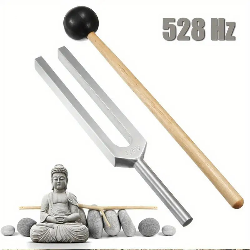 528Hz Aluminum Tuning Fork with Mallet – Chakra & Yoga Set Sound Healing Fork Babs