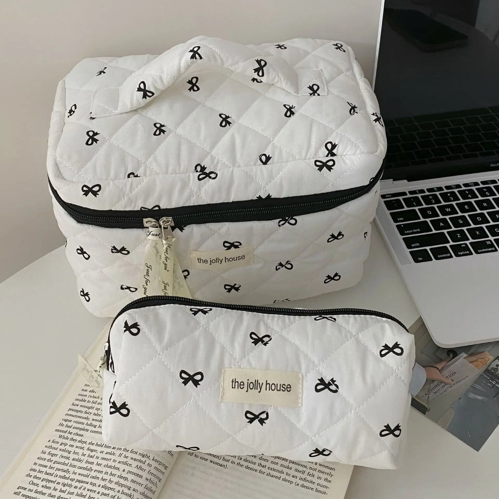 Floral Quilted Cosmetic Pouch – Large Travel Makeup Organizer Cosmetic Travel Pouch Babs