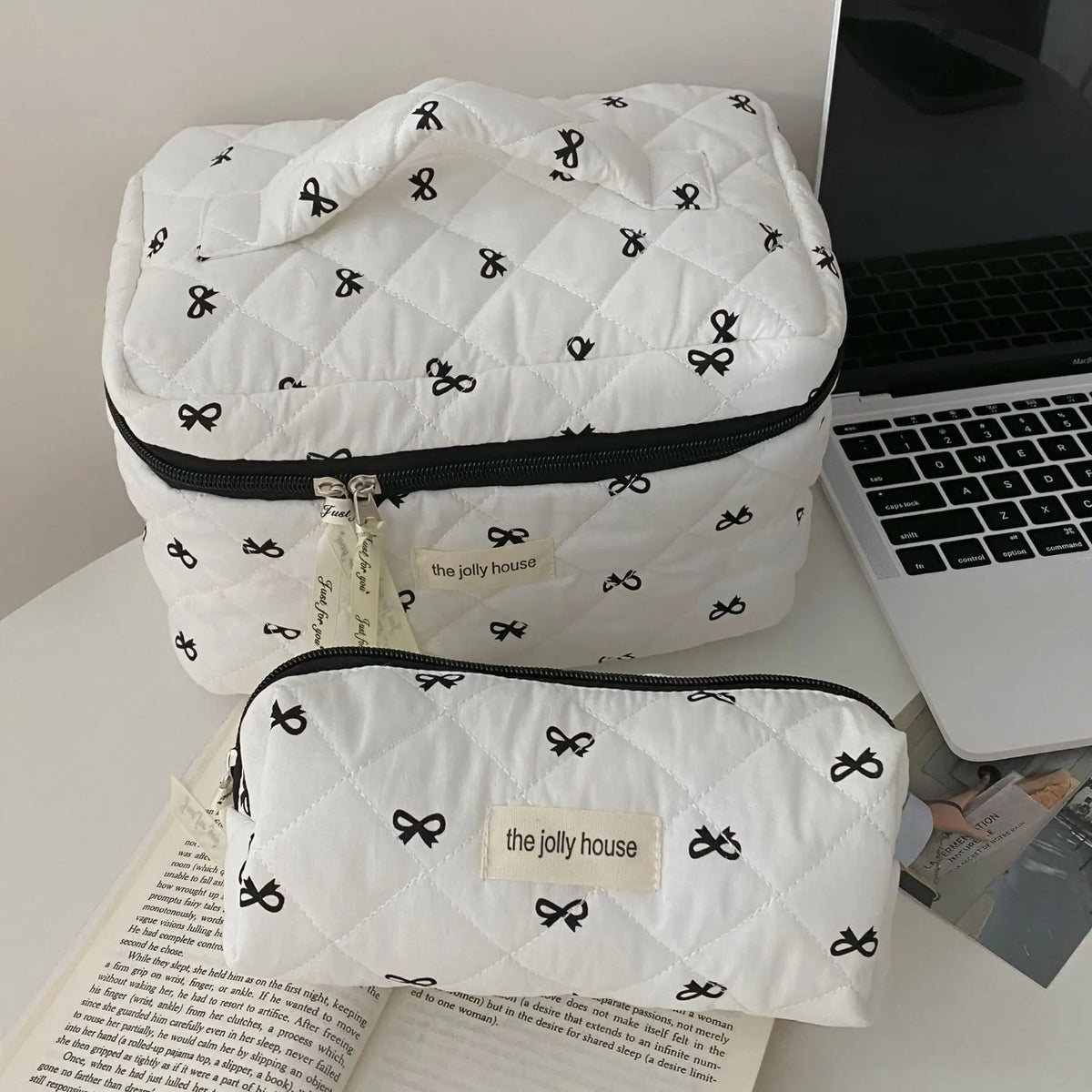 Floral Quilted Cosmetic Pouch – Large Travel Makeup Organizer Cosmetic Travel Pouch Babs