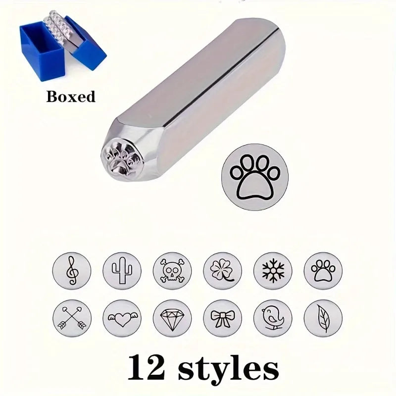 12-Piece Metal Stamping Tool Set 6mm – Jewelry Leather Wood Craft Metal Stamping Set Babs 12PCS SET