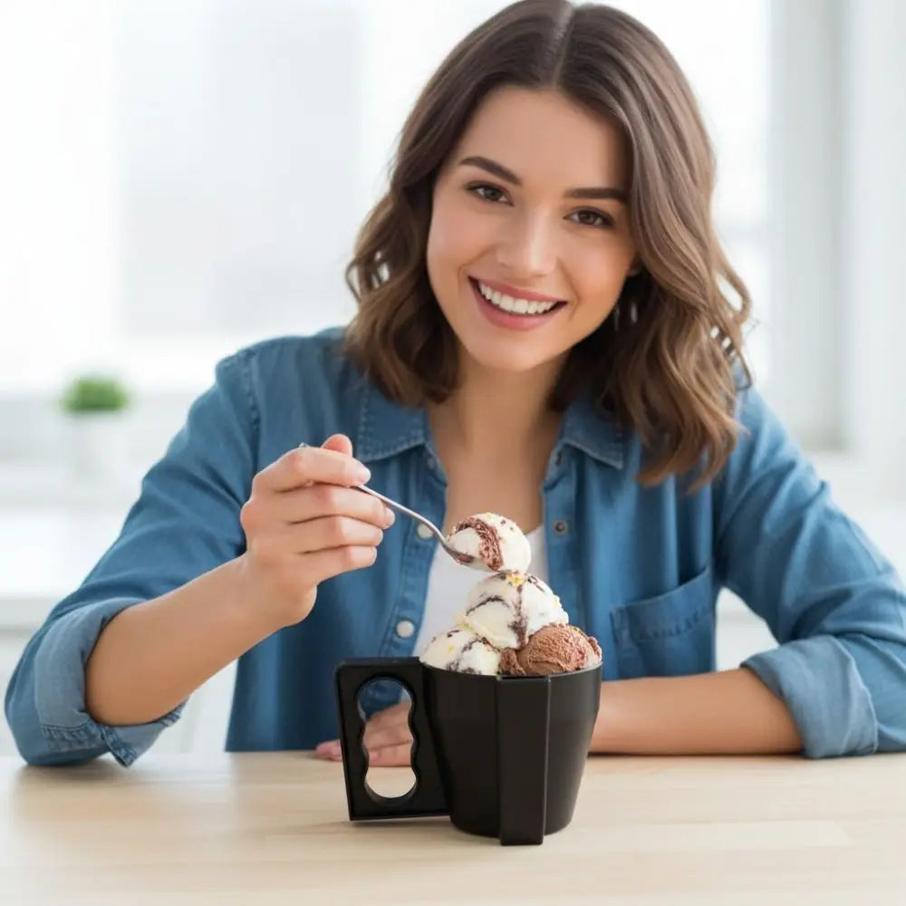 Drip-Proof Ice Cream Cup Holder with Handle & Spoon Slot Ice Cream Cone Holder Babs