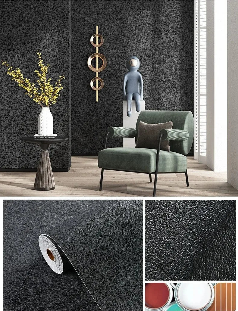 Self-Adhesive XPE Foam Wallpaper – Linen Diatom Mud Wall Sticker Peel & Stick Wallpaper Babs Diatom Dark Grey 50cmx10m