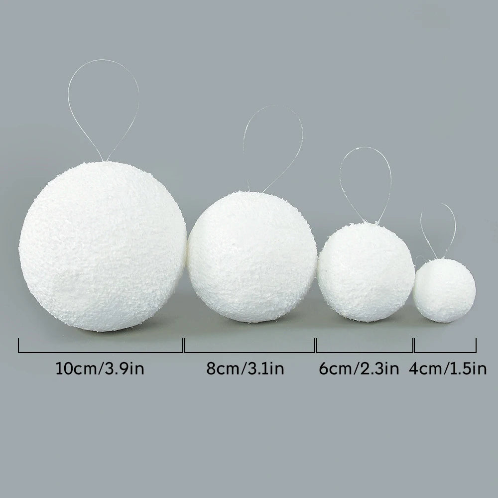 White Foam Christmas Ball Ornaments 4–10cm | 6pcs DIY Xmas Decor Christmas Ball Ornaments Babs
