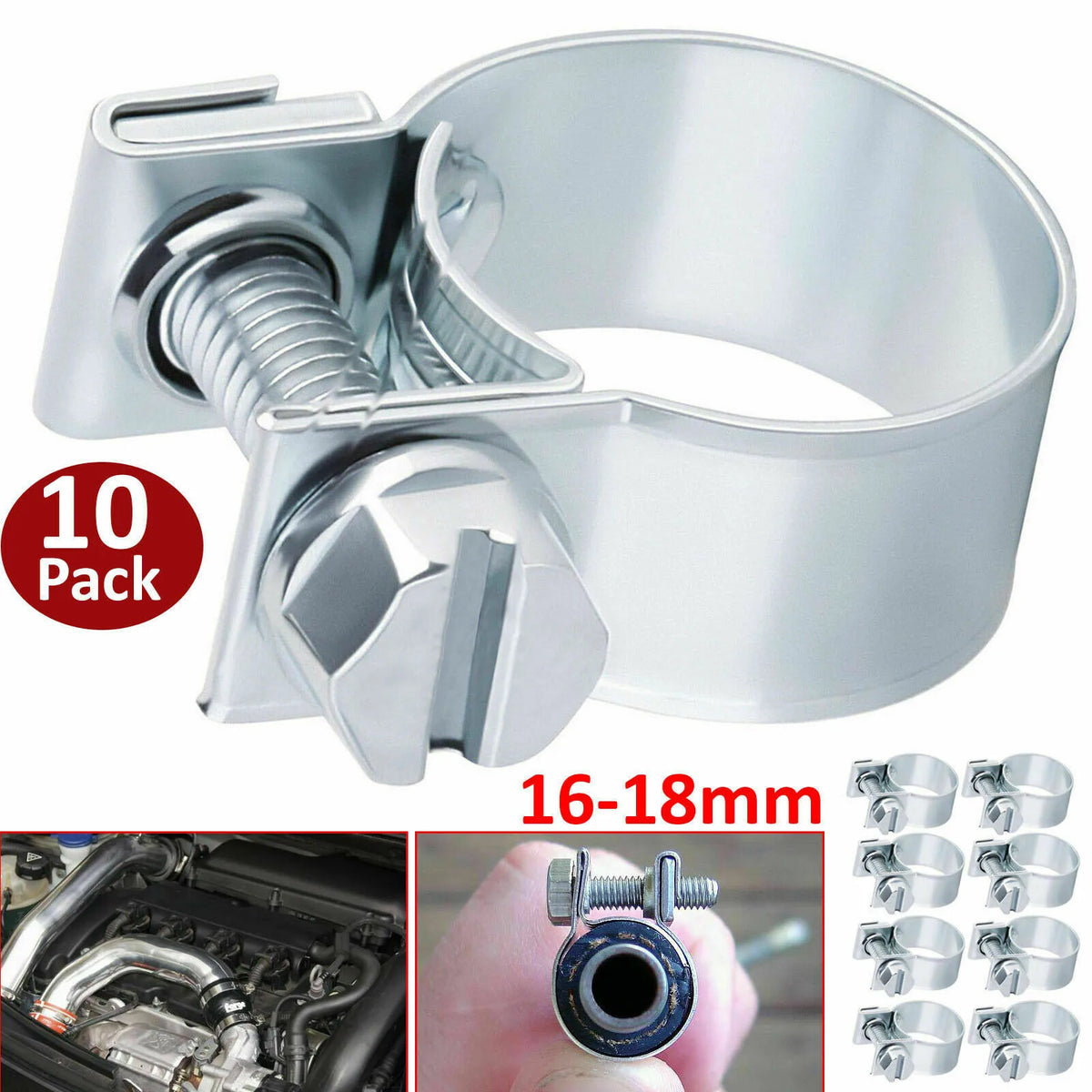 10PCS Mini Hose Clamps – Fuel Line & Pipe Clips Set Hose Clamps Babs 16mm-18mm