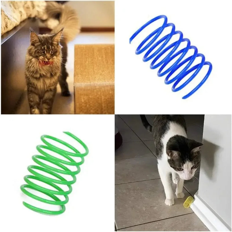 4-Pack Cat Spring Coil Toys – Interactive Kitten Swat & Chase Cat Spring Toy Babs