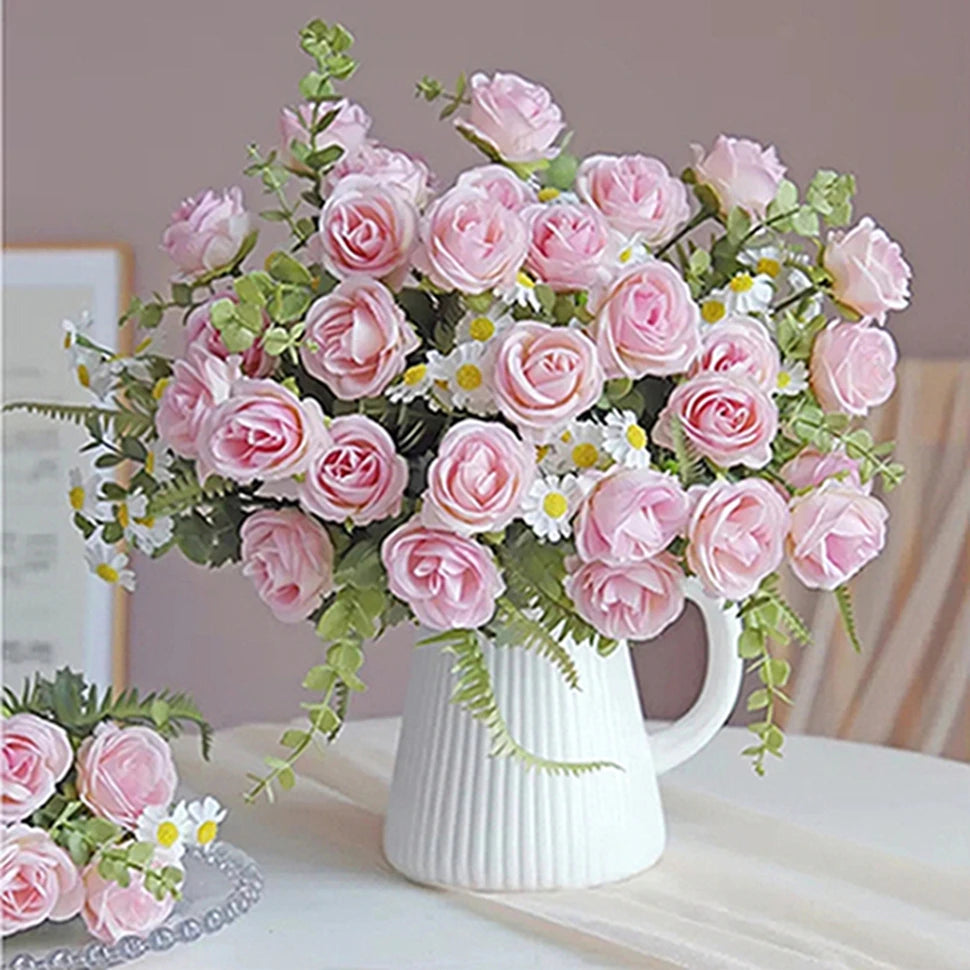 Silk Rose Artificial Flower Bouquet – Wedding & Home Decor Artificial Flower Bouquet Babs