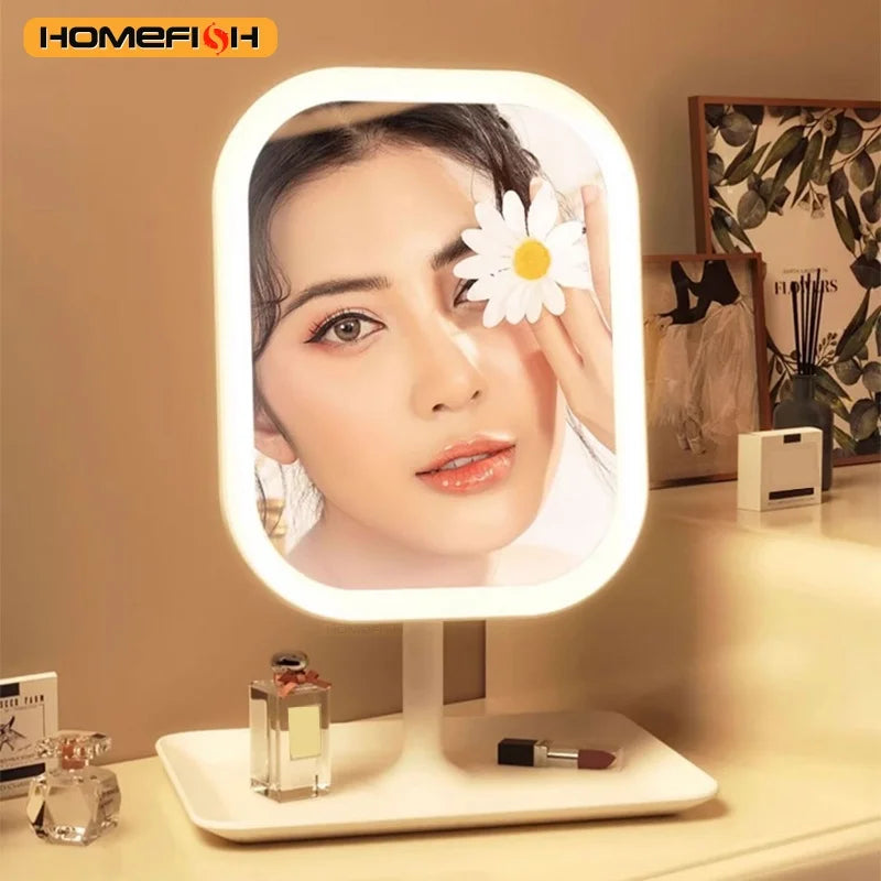 LED Vanity Makeup Mirror 3 Color Touch Control – White Desktop LED Vanity Mirror Babs