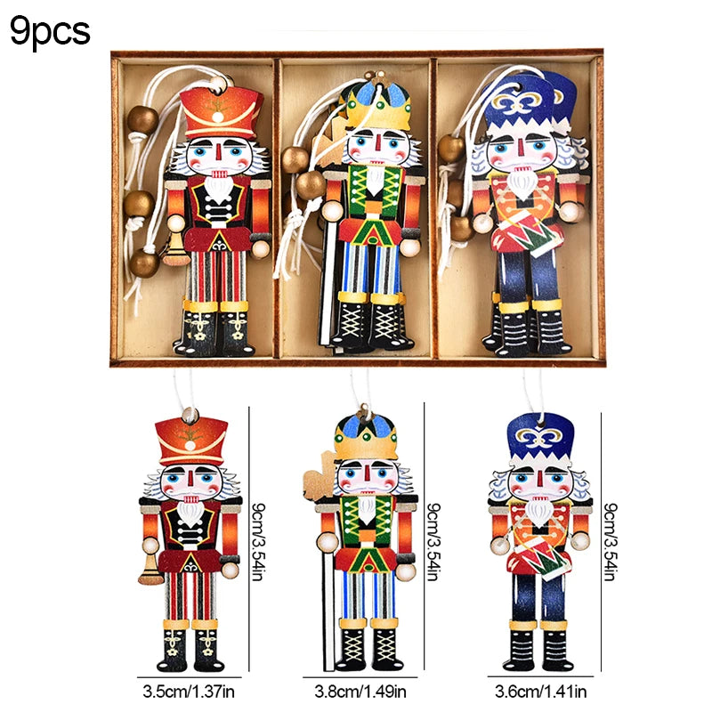 Christmas Wooden Ornaments – Gingerbread Man & Gnome Pendants Christmas Tree Ornament Babs 9PCS-N