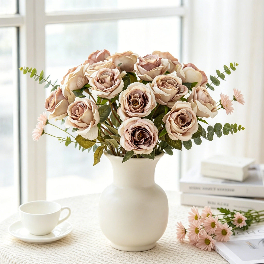 Artificial Silk Rose Bouquet – Wedding & Home Decor (2/4 pcs) Artificial Flower Bouquet Babs