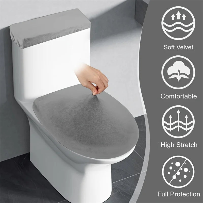 2-Piece Elastic Toilet Seat & Water Tank Cover Set Toilet Cover Set Babs