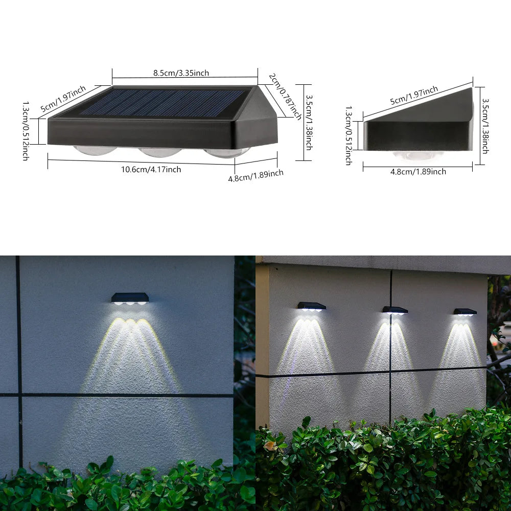 Solar LED Wall Light IP65 Waterproof – Garden, Deck & Pathway Solar Outdoor Light Babs White-3LED-2PCS