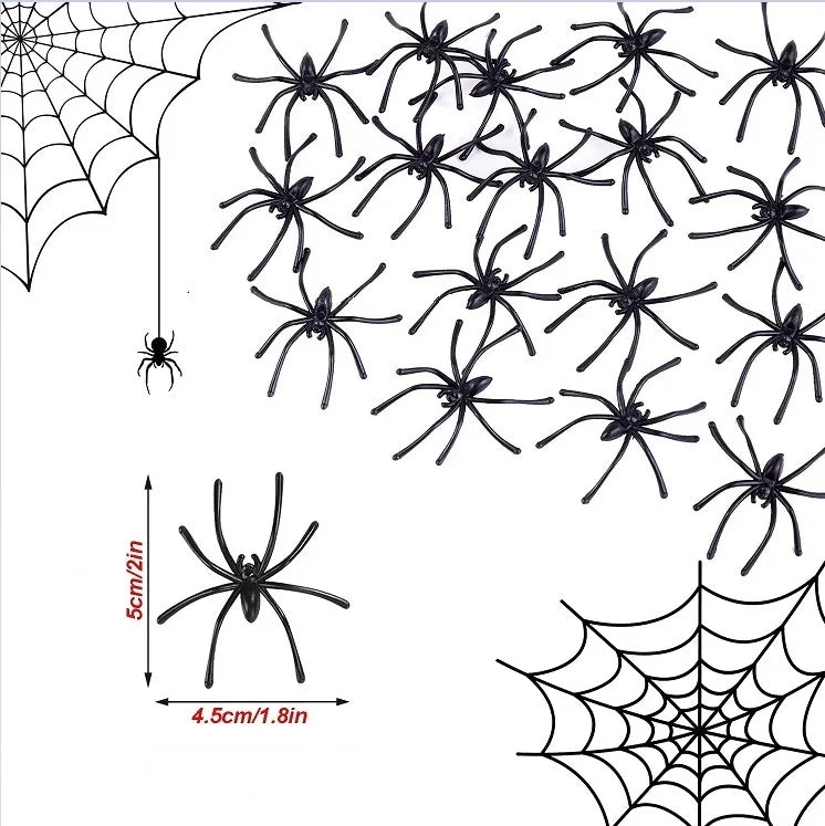Lifelike Black Spider & Cobweb Halloween Decoration Set Halloween Decoration Set Babs 50pcs Mini spider