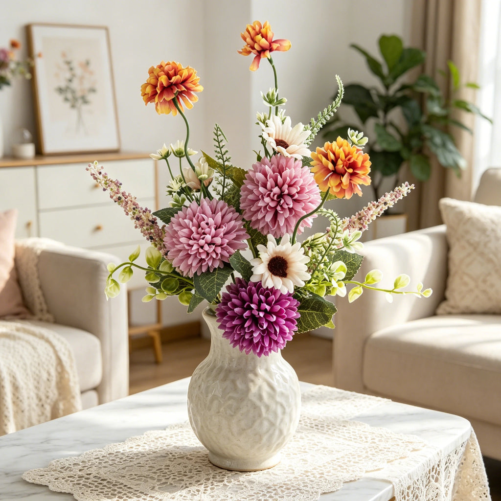 Silk Artificial Chrysanthemum Bouquet for Weddings & Home Décor Artificial Flower Bouquet Babs