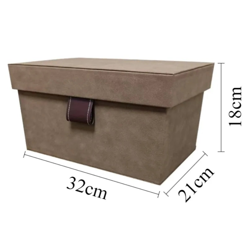 Luxury Leather Storage Box – 50L Large Closet Organizer Leather Storage Box Babs Brown-Small