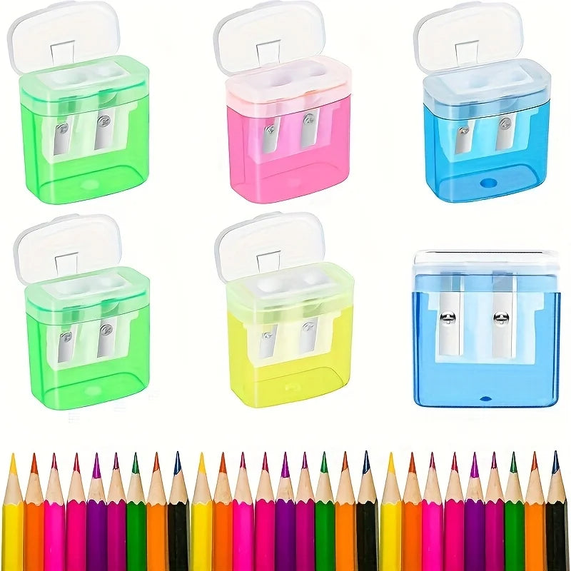 12-Pack Pencil Sharpeners – Double & Large Barrel with Clear Lid Pencil Sharpener Set Babs
