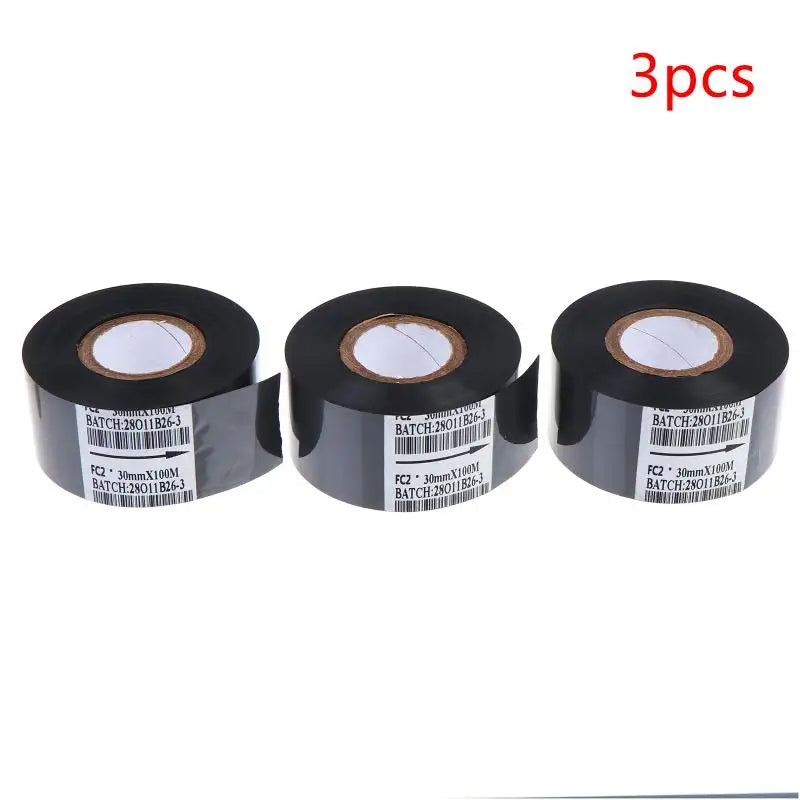 30mm x 100m Black Thermal Transfer Ribbon – Label Printer Thermal Printer Ribbon Babs 3Pcs
