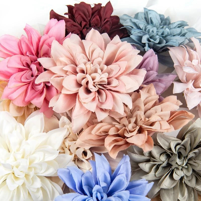 Silk Rose Dahlia Flower Heads for Wedding & DIY Decor Artificial Silk Flowers Babs mix 15 pcs