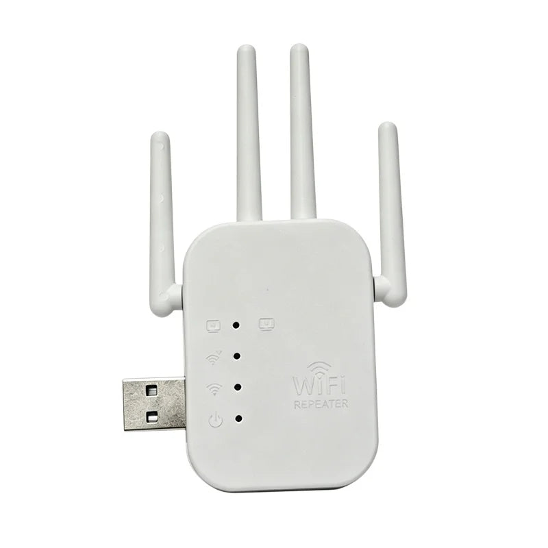 WiFi Extender 2.4G 300Mbps Repeater 4 Antenna & Ethernet Port WiFi Range Extender Babs one size Black