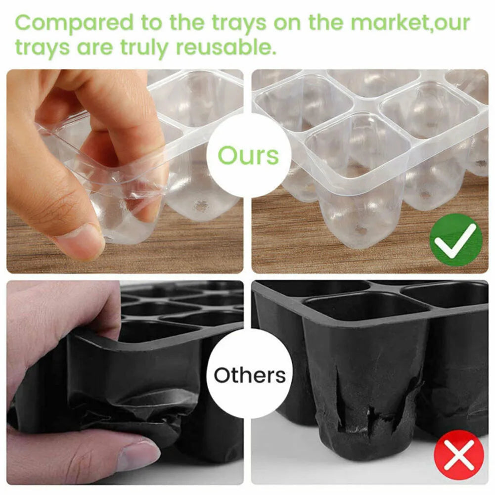 4-Pack Mini Indoor Greenhouse Propagation Trays – 12-Cell Seed Propagation Tray Babs