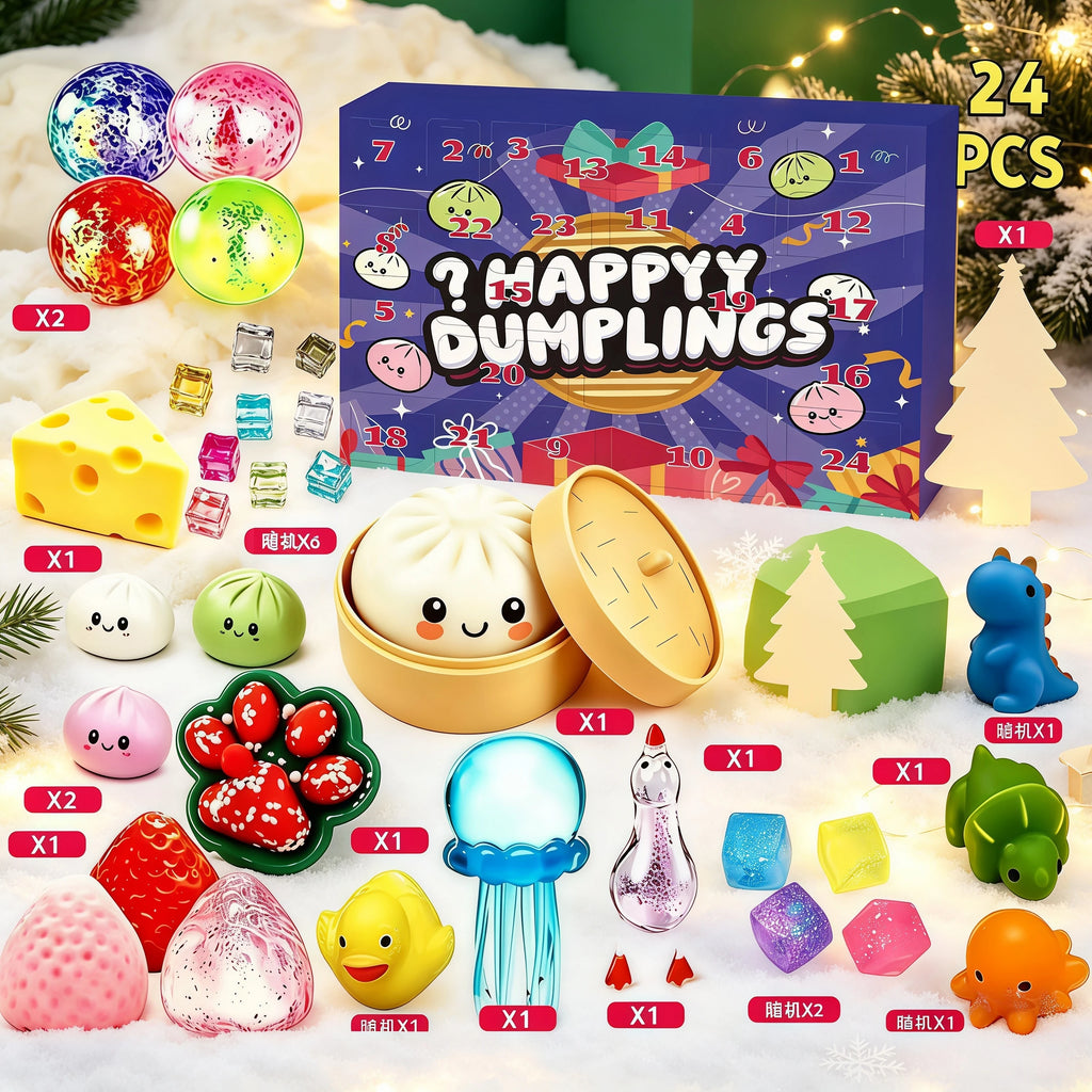 2026 Squishy Advent Calendar – 24-Day Xmas Blind Box Fidget Squishy Advent Calendar Babs