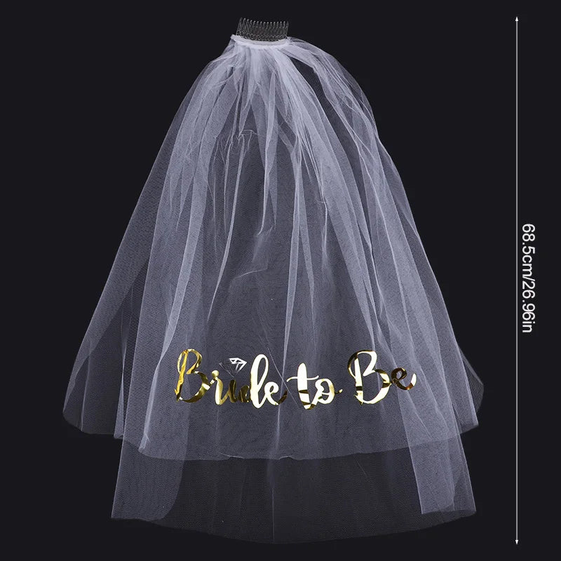 Bride To Be White Veil with Comb | Bachelorette Party Accessory Bridal Veil Accessory Babs