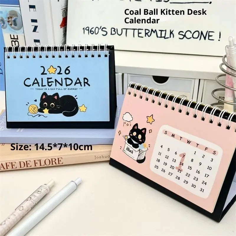 2026 Cute Cat Mini Desk Calendar – Desktop Decor Ornament Mini Desk Calendar Babs