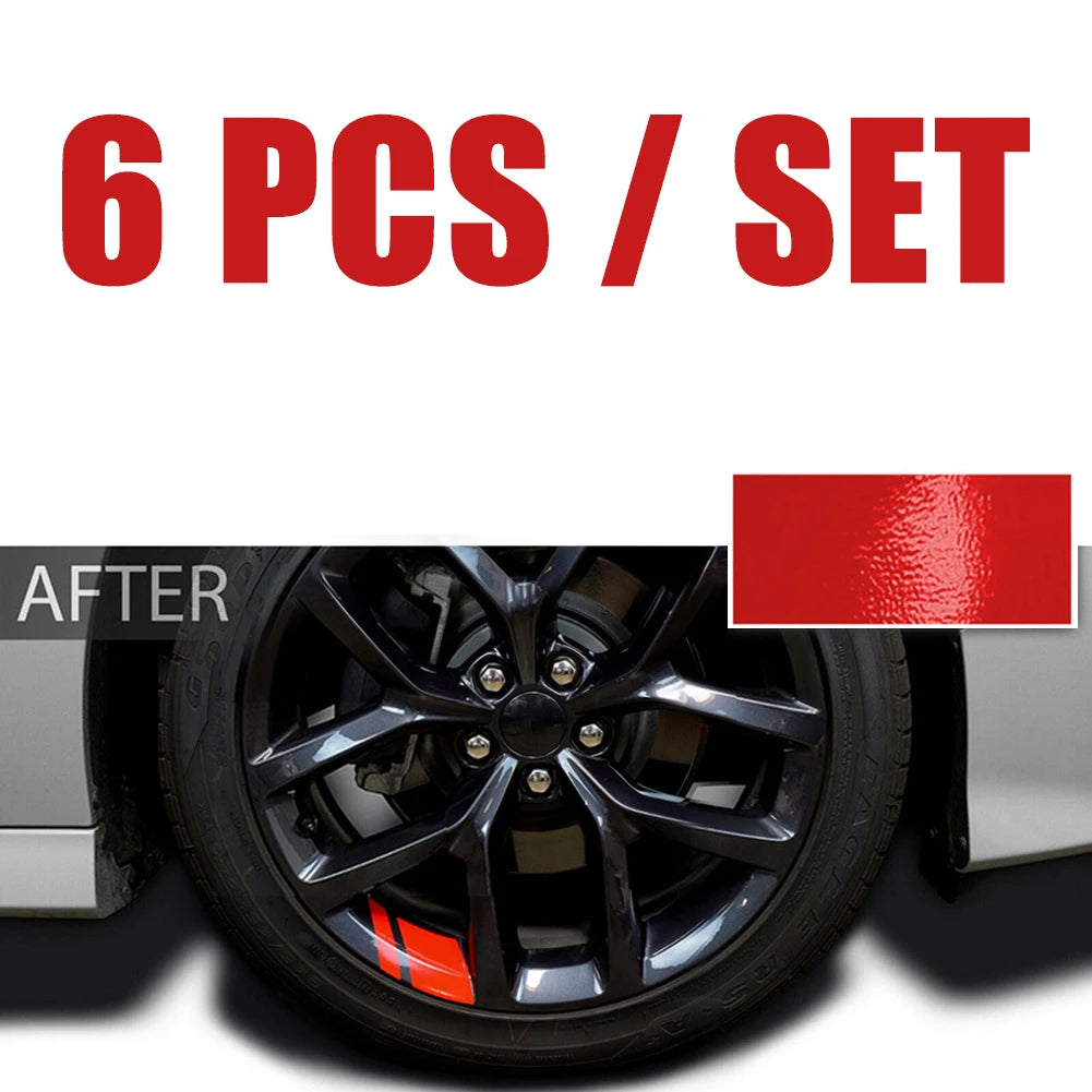 6Pcs Reflective Wheel Rim Vinyl Decals – Racing Stripe Stickers 16–21" Wheel Rim Decals Babs Red