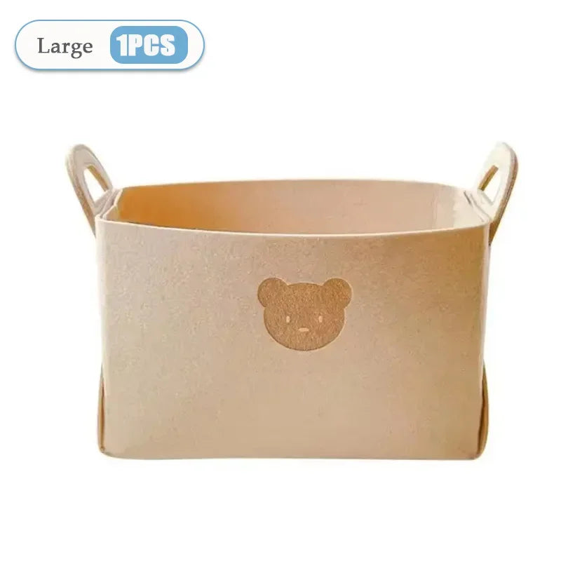 Foldable Felt Storage Basket – Car, Toy & Home Organizer Foldable Storage Basket Babs Beige-L-1PC