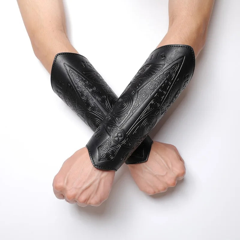 Medieval Embossed PU Leather Arm Bracers – Knight Cosplay Wrist Guard Cosplay Arm Bracer Babs