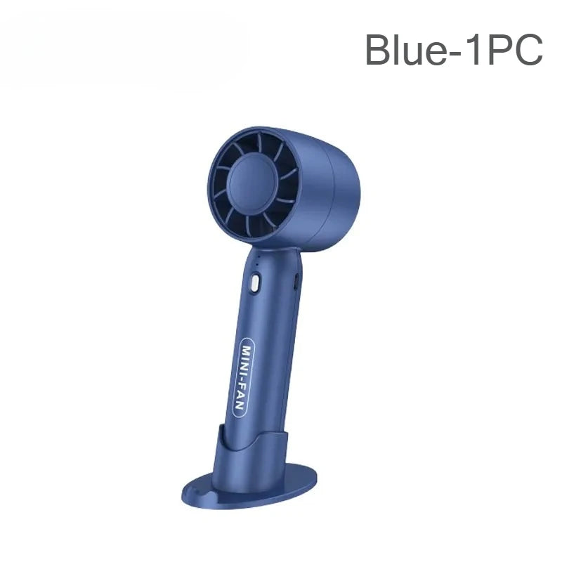 USB Rechargeable Mini Handheld Fan – 3-Speed Portable Cooler Handheld Portable Fan Babs Blue-1PC
