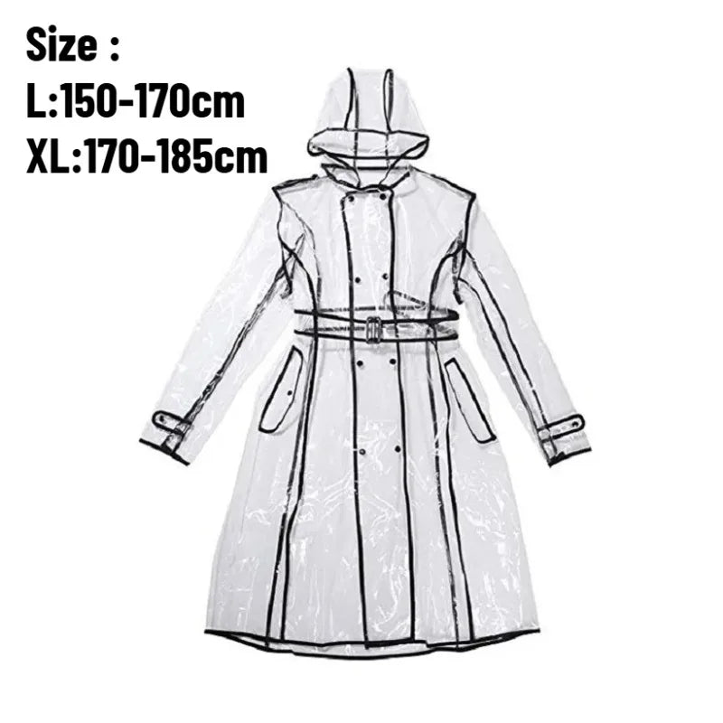 EVA Transparent Raincoat with Belt – Waterproof Poncho Unisex Waterproof Raincoat Babs