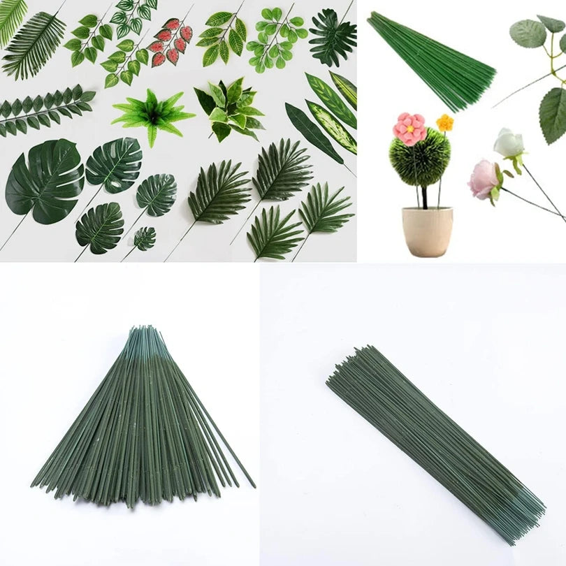 Artificial Green Flower Stems Iron Wire DIY Floral Decor Artificial Flower Stems Babs