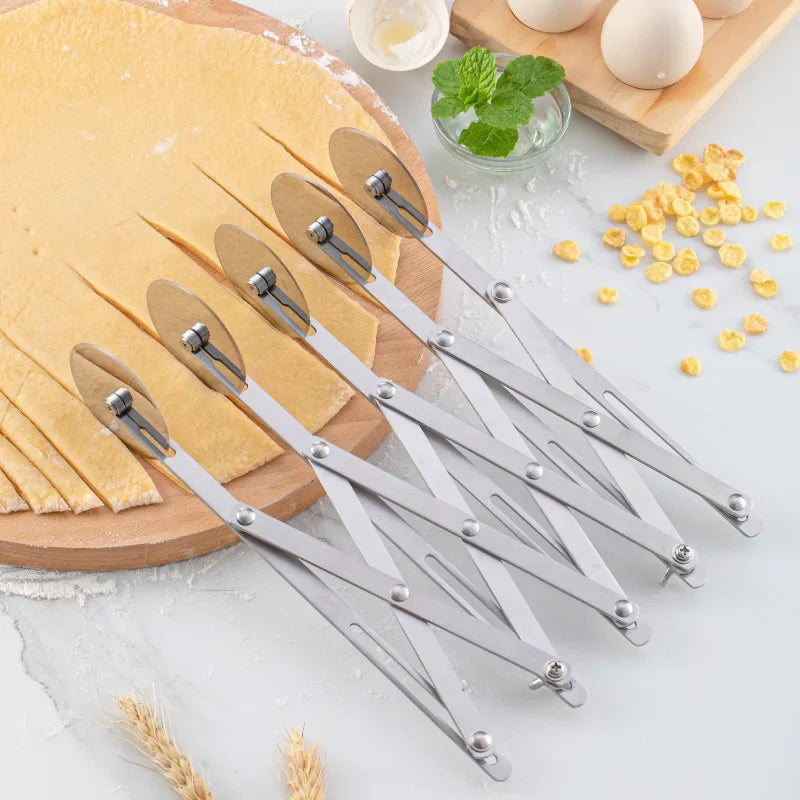7-Wheel Stainless Steel Dough Divider & Pizza Roller Cutter Pastry Roller Cutter Babs
