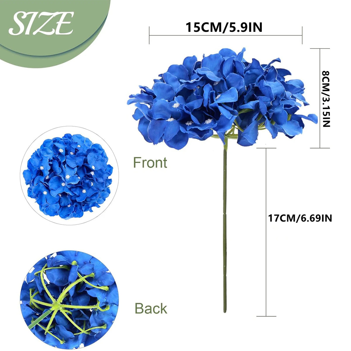 Silk Hydrangea Artificial Flowers – Wedding & Home Décor Artificial Flowers Babs DEEP BLUE 10 pcs