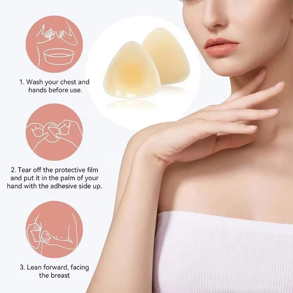 Silicone Triangular Nipple Covers – Reusable Invisible Bra Petals Nipple Covers Babs