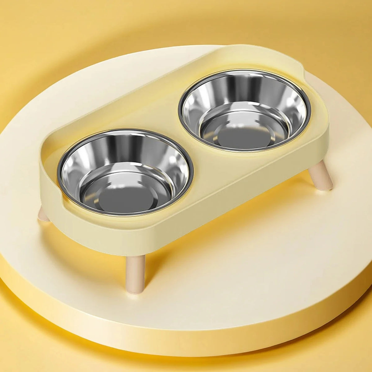 Elevated Pet Feeder – Dual Stainless Steel Bowls & Colorful Stand Elevated Pet Feeder Babs Yellow Stainless