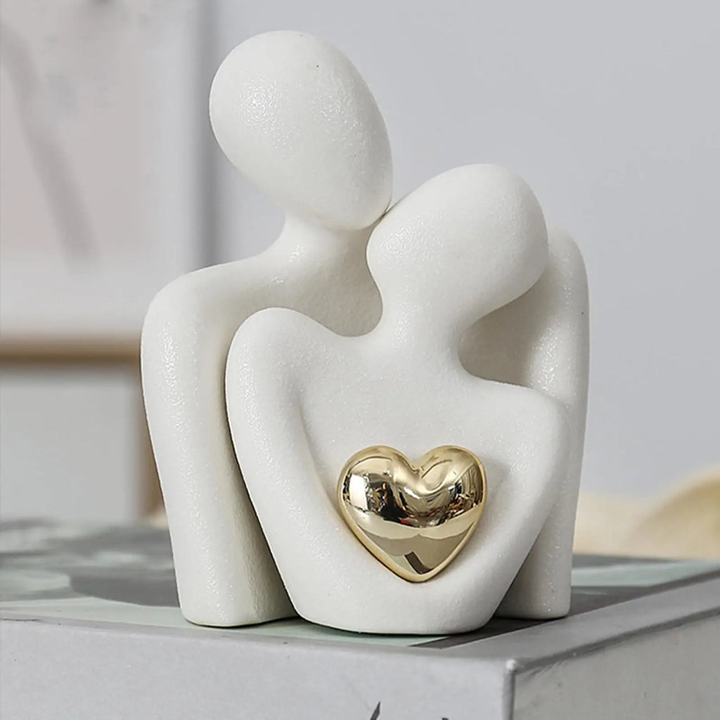 Ceramic Couple Hugging Figurine – Modern Abstract Love Sculpture Decorative Figurine Babs