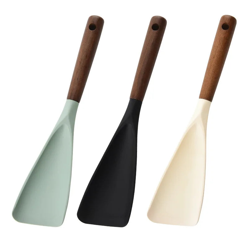 Silicone Cooking Spatula Wooden Handle – Non-Stick Safe Silicone Spatula Babs