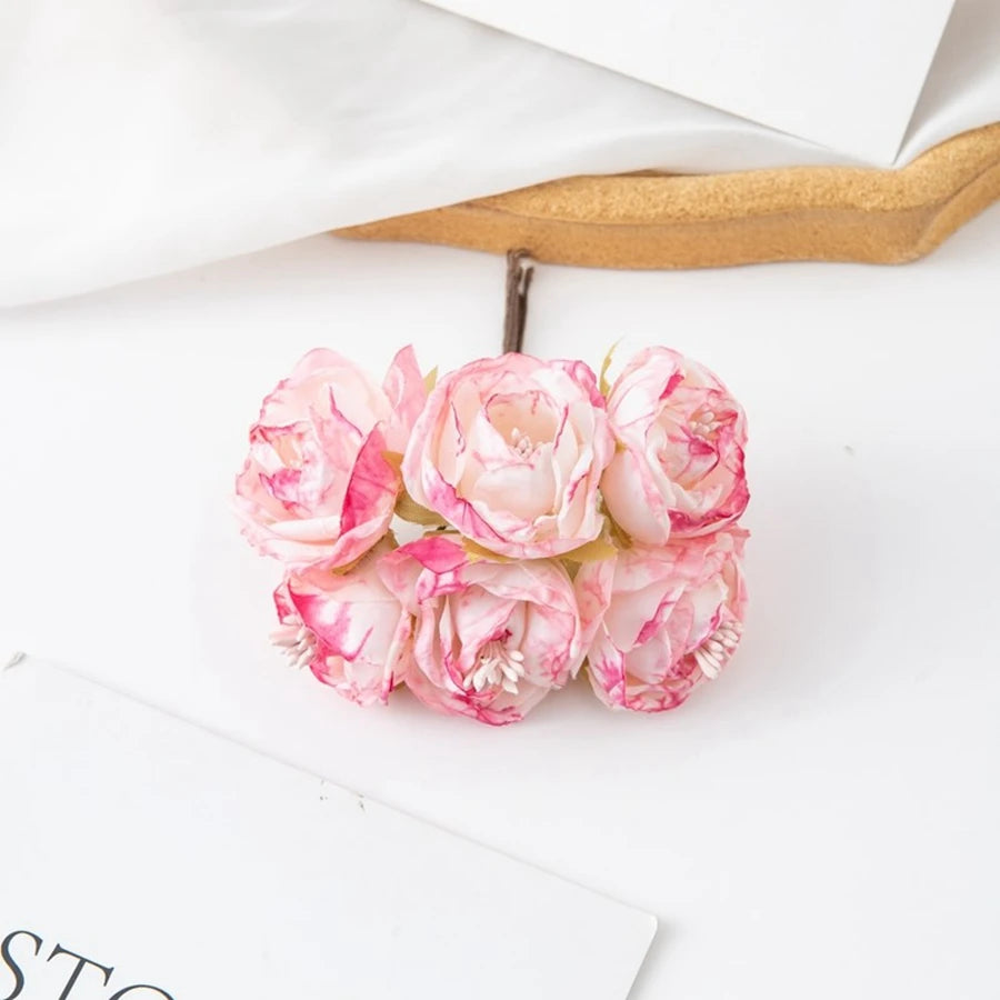 6-Pack Silk Artificial Roses – Wedding Bouquet & Home Décor Artificial Silk Flowers Babs