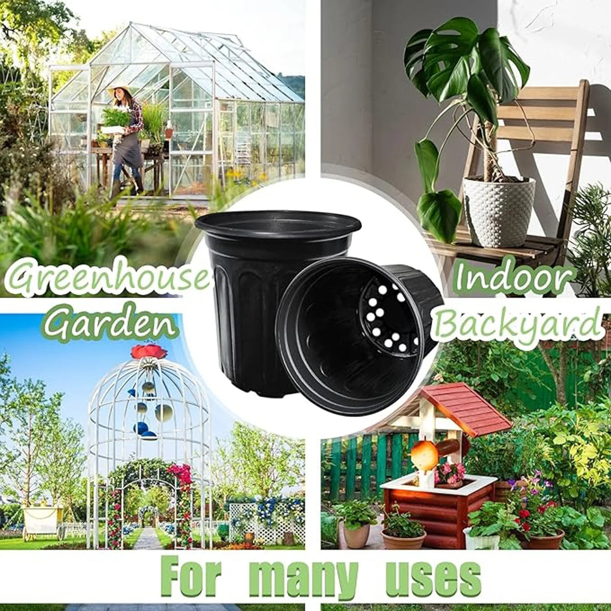 10-Pack 1 Gallon Flexible Nursery Pots with Drainage Holes Nursery Pots Babs