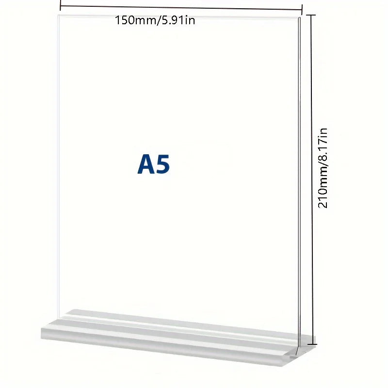 Acrylic Double-Sided T-Type Menu & Letter Board Display Stand Sign Holder Stand Babs