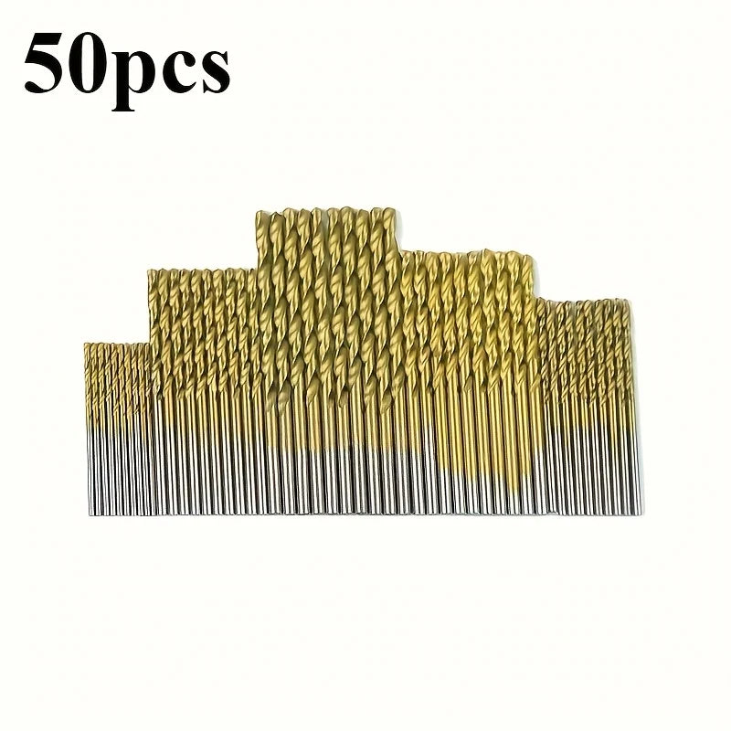50PCS Titanium Twist Drill Bits 1mm–3mm | Wood & Metal DIY Twist Drill Bit Set Babs 50Pcs