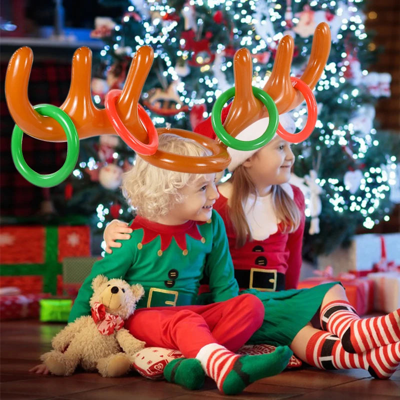 Christmas Inflatable Reindeer Antler Ring Toss Game – Xmas Fun Holiday Party Game Babs