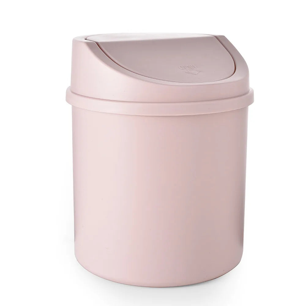 Mini Desktop Trash Can with Lid – Compact Tabletop Waste Bin Desktop Trash Can Babs Pink